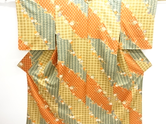 JAPANESE KIMONO / UNUSED KOMON / FLOWER & PLANT 